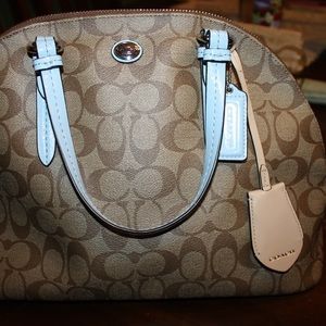 Coach Purse, Tan with blue staps,  Never Used